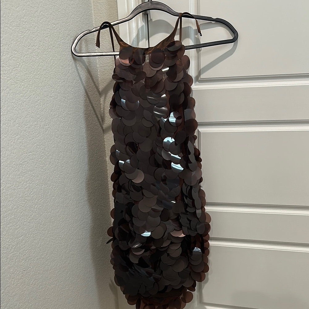 CULTNAKED Brown Sequin Jumpsuit